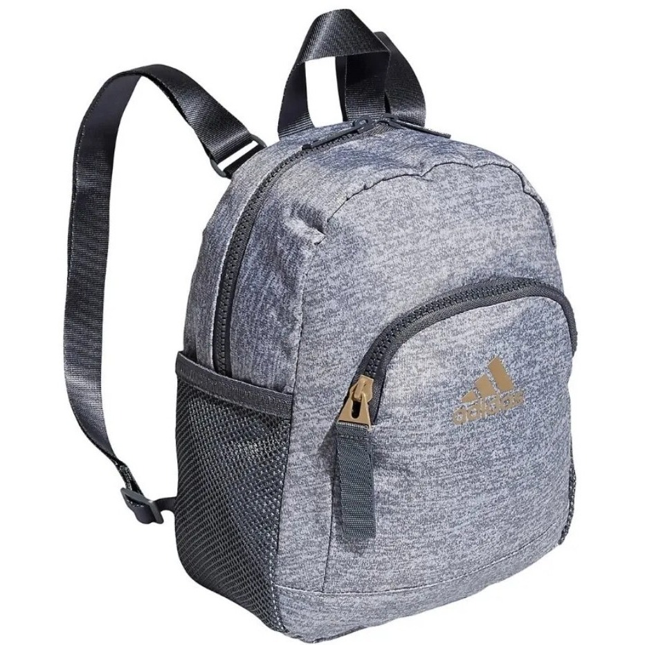 Adidas Linear 3 Mini Backpack Gray White Mesh Sides Small Travel Bag New